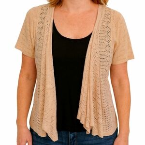 Style & Co Pink Crochet Cardigan Sz Med